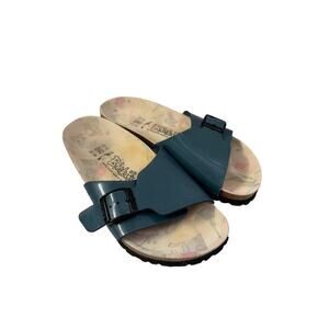 Birkenstock Birkis Catalina Teal Blue Sparkle Slip On Sandals Sz 37/6 GS